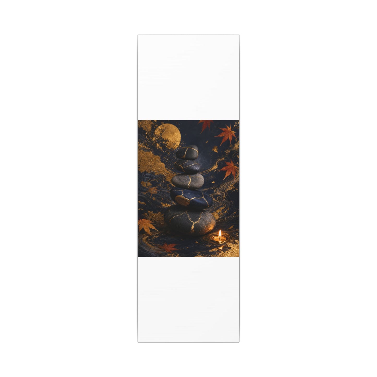 River Stones Autumn Canvas Art | Kintsugi Artful Design