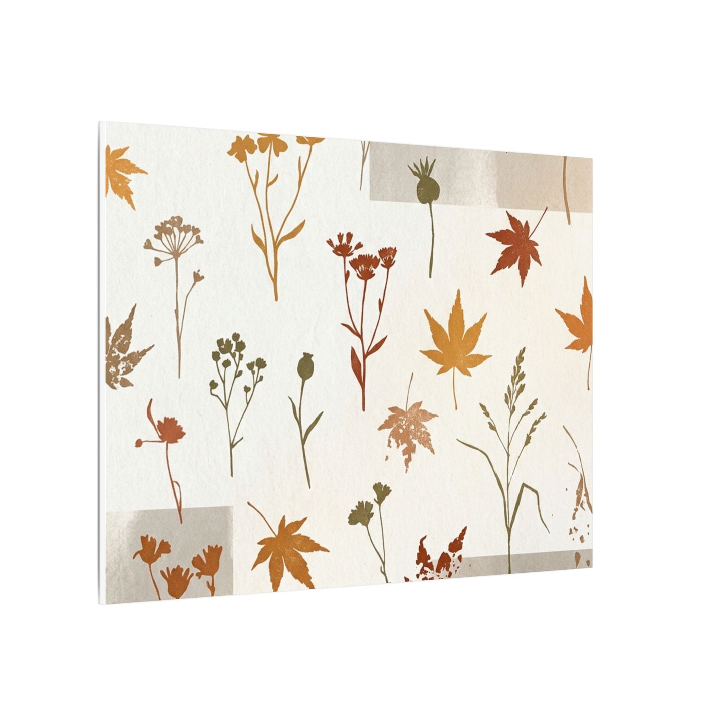 Autumn Dried Flowers Japanese Pattern Canvas Art | Elegant Decor
