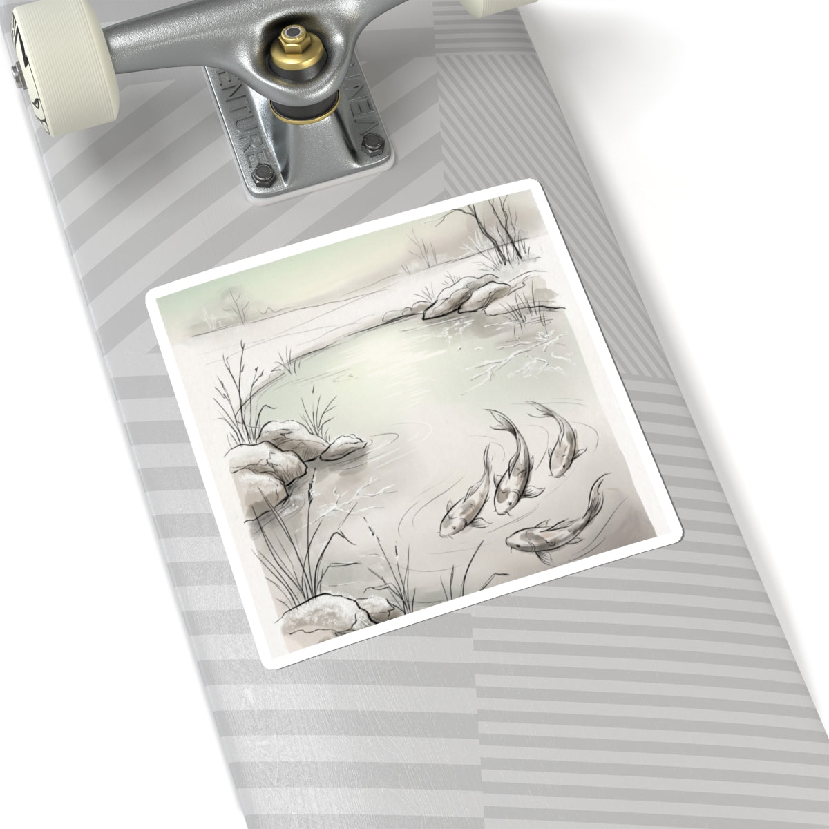 Koi Pond Winter Sticker | Japandi Elegant Design