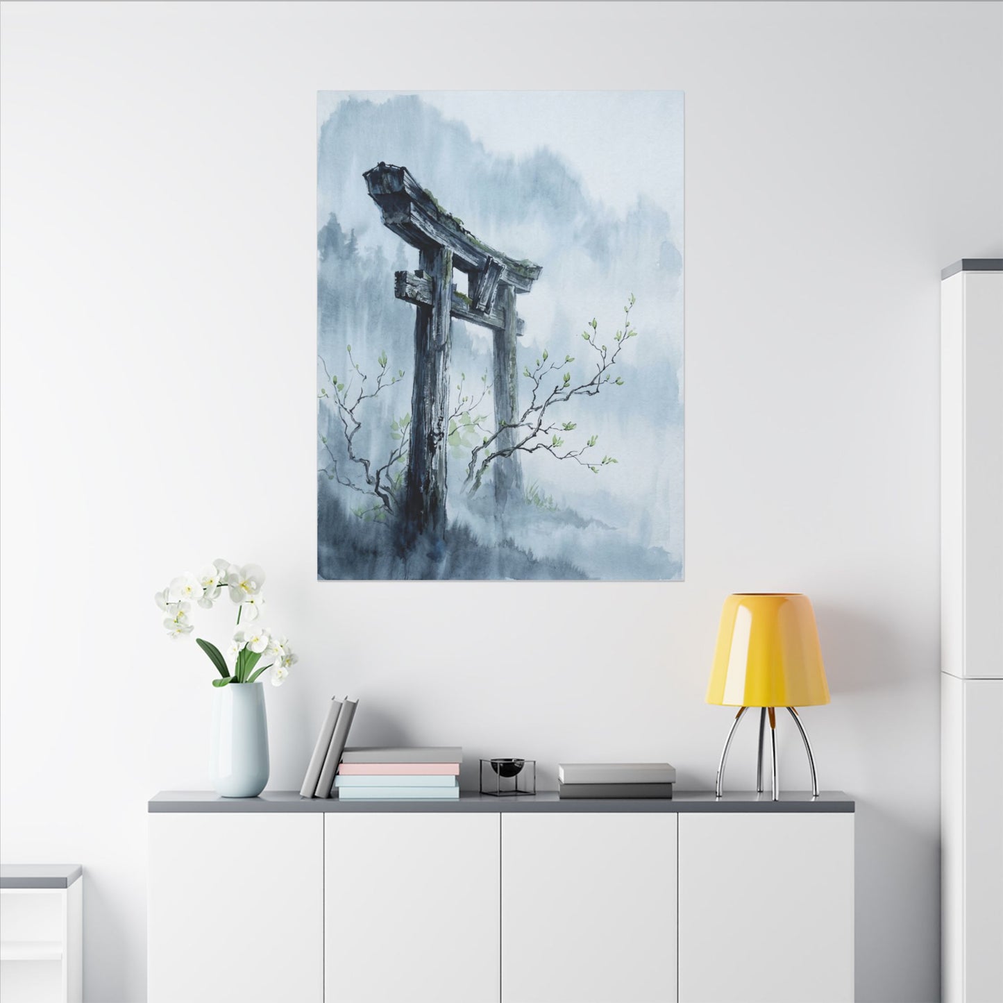 Torii Gate Canvas Art | Spring Zen Sumi E Art