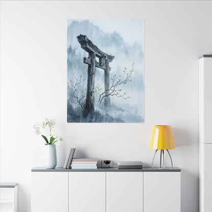 Torii Gate Canvas Art | Spring Zen Sumi E Art