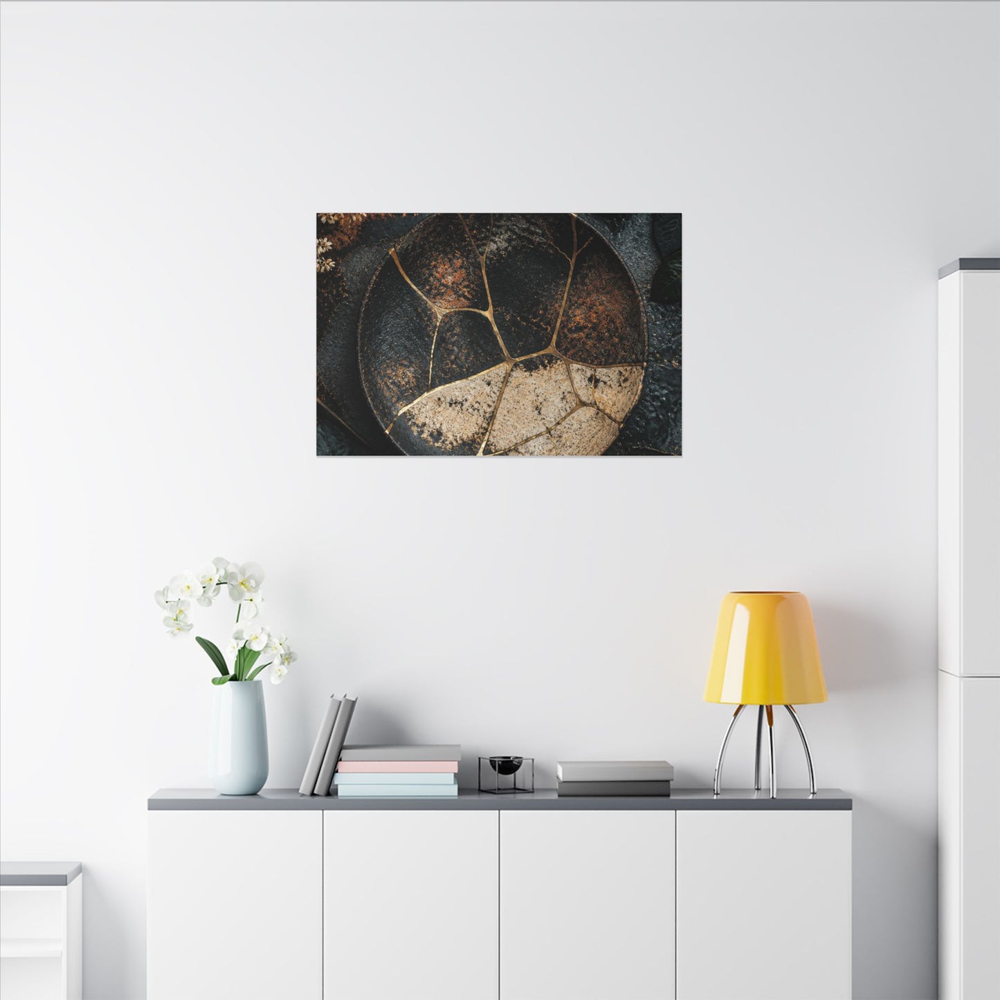 Kintsugi Rust Patina in Dawn | Gold Repair Canvas Art