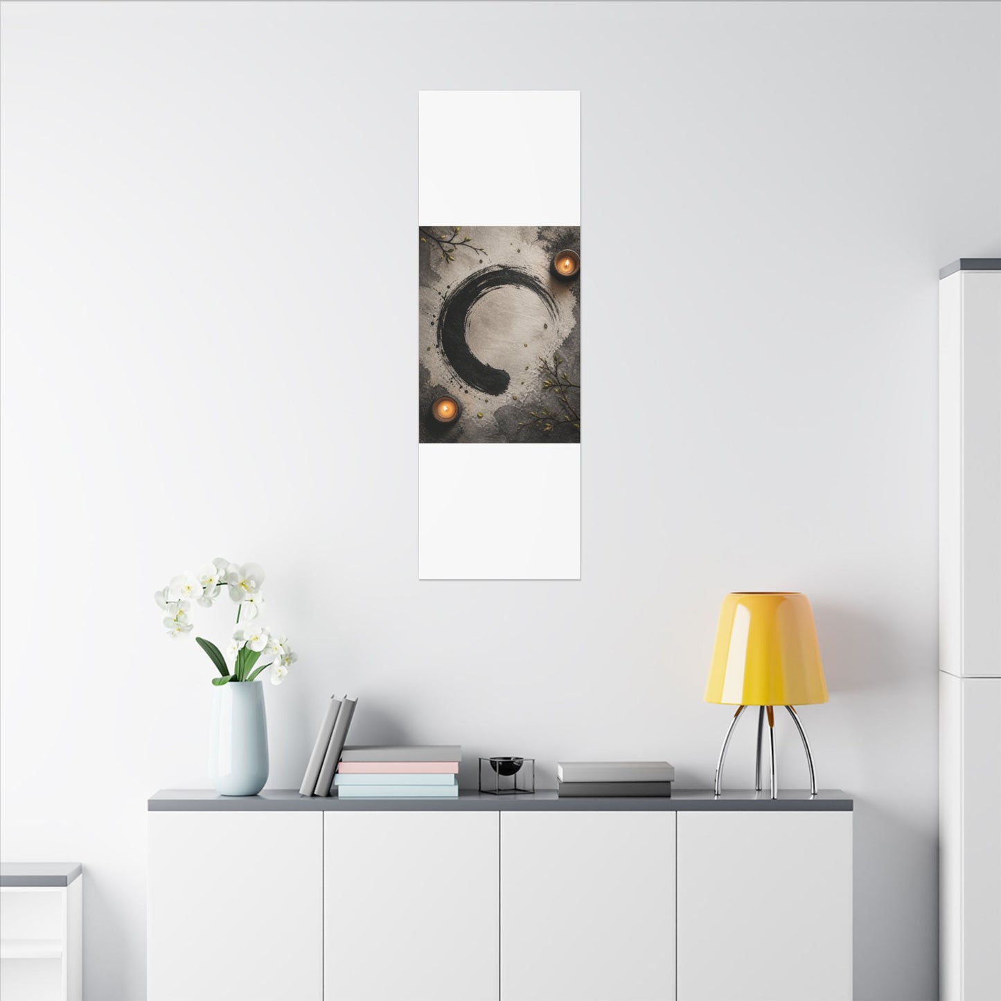 Candlelight Ink Brushstroke Canvas Art - Zen Ma