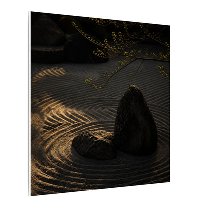 Ma Rock Garden Canvas Art - Dark Japandi Shadow Zen