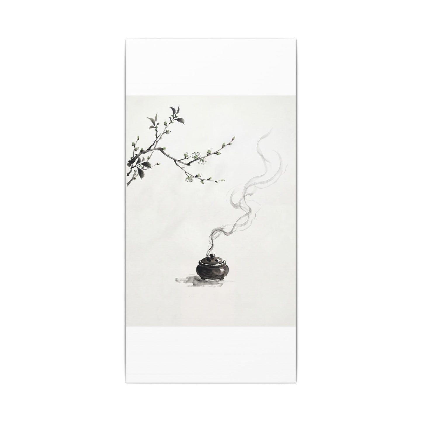 Calm Incense Smoke Canvas Art - Sumi E Zen