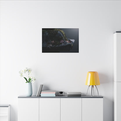 Stone Lantern Moody Minimal Canvas Art | Sophisticated Dark Japandi Art