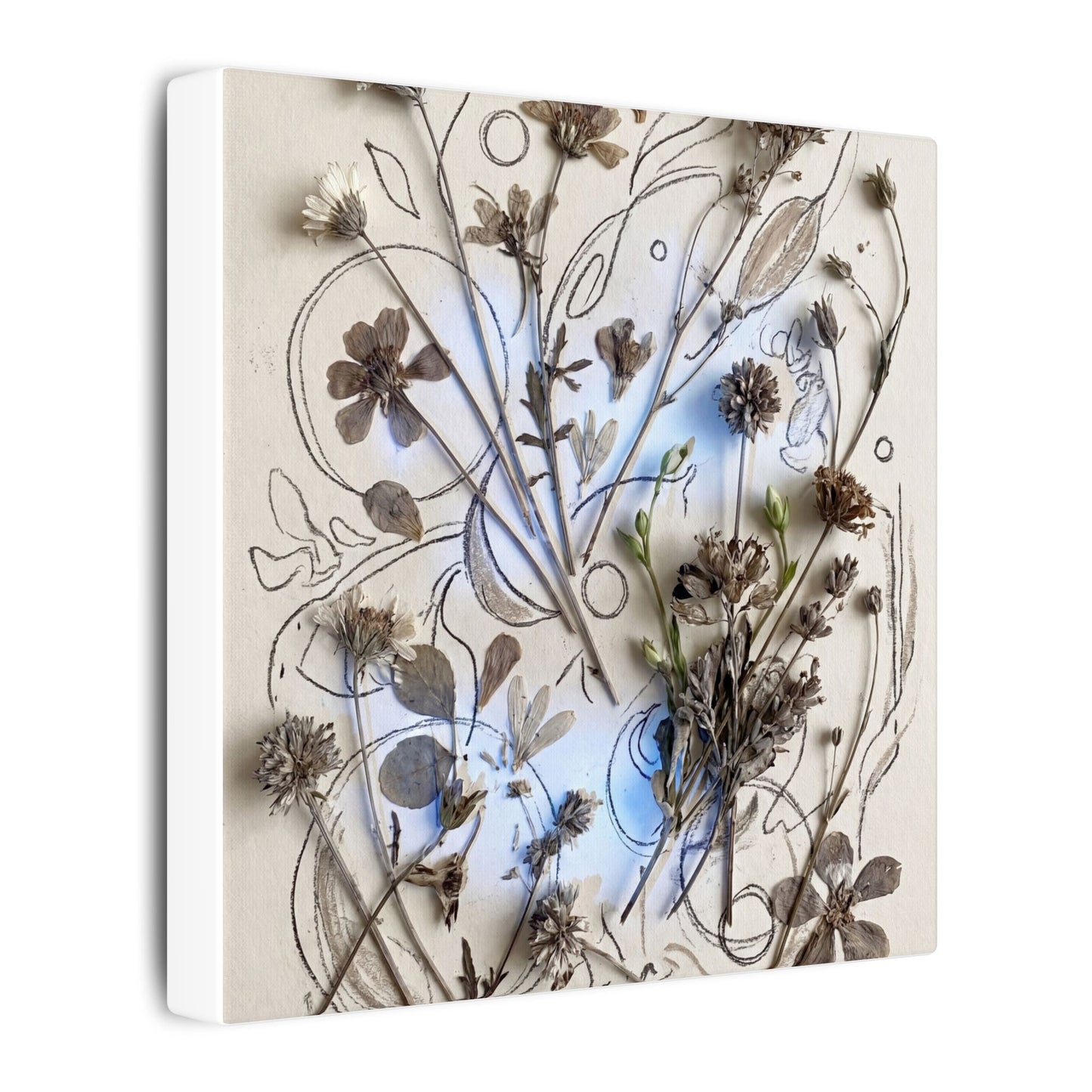 Dried Flowers Minimal Line Canvas Art | Elegant Japandi Art