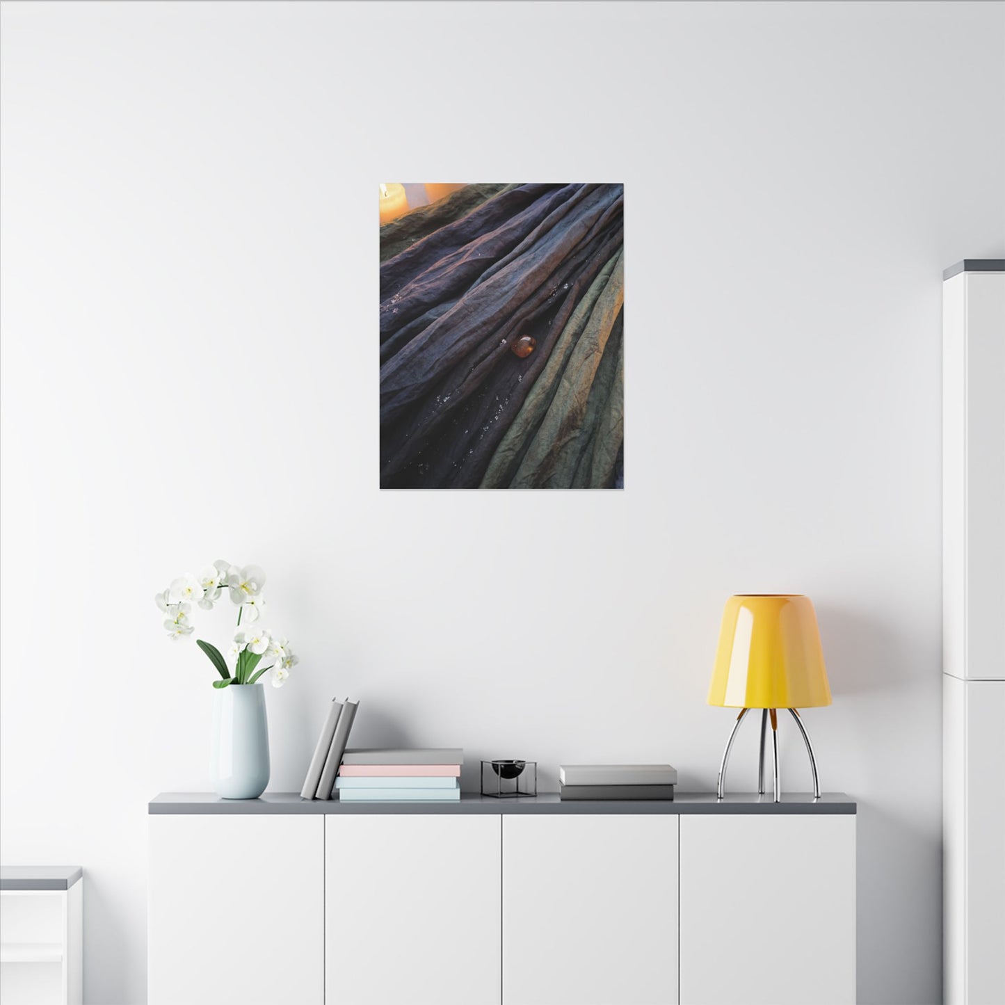 Silk Drape Shadow Zen Canvas Art | Moody Dark Japandi Art