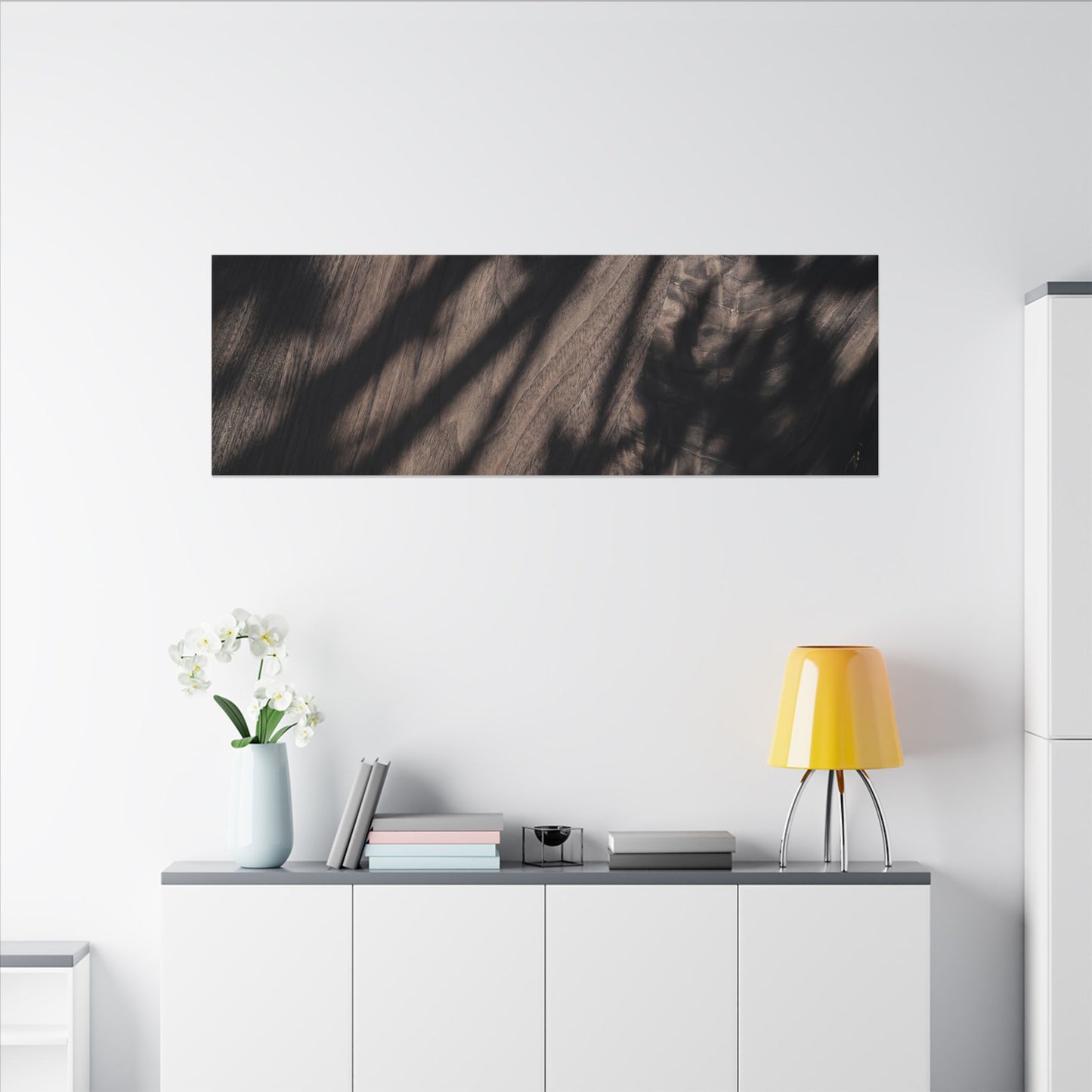 Shadow Play Summer Canvas Art | Dark Japandi Moody Design
