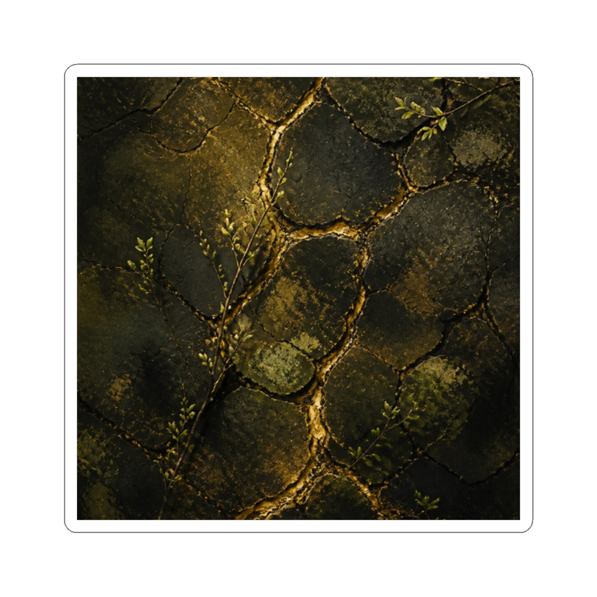 Golden Hour Cracked Earth Sticker - Dark Japandi Shibui