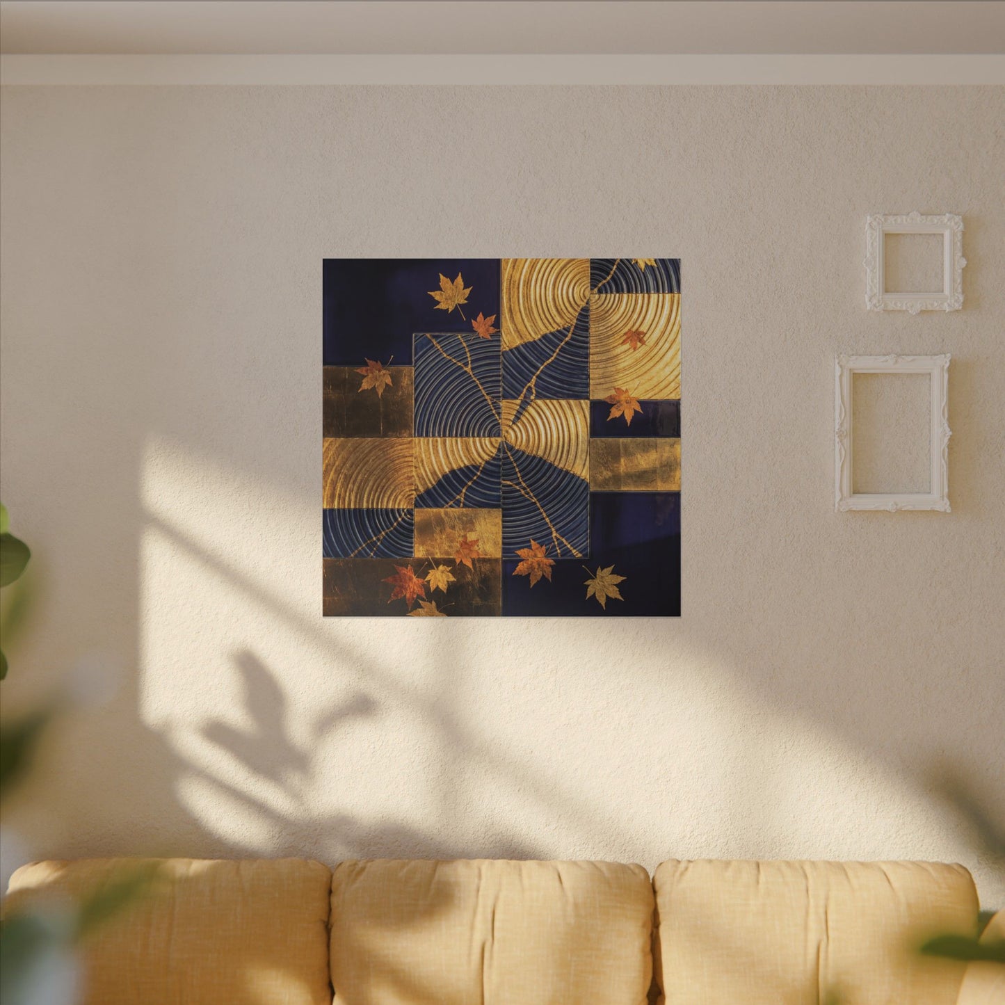Autumn Water Ripple Crackle Gold Canvas Art | Artful Decor