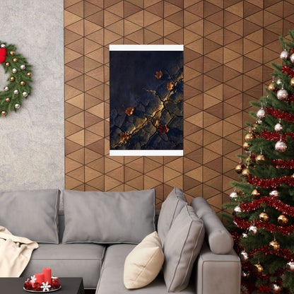 Golden Hour Cracked Earth Wall Art Print - Dark Japandi Seijaku