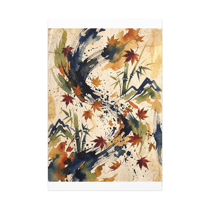 Golden Hour Ink Brushstroke Canvas Art - Zen Shibui