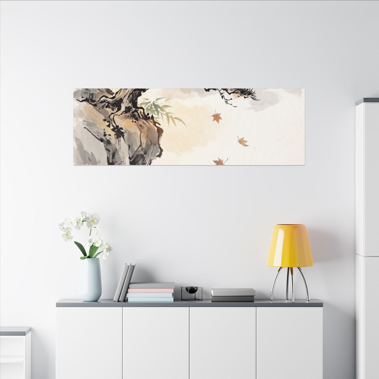 Peaceful Pine Tree Canvas Art - Sumi E Zen