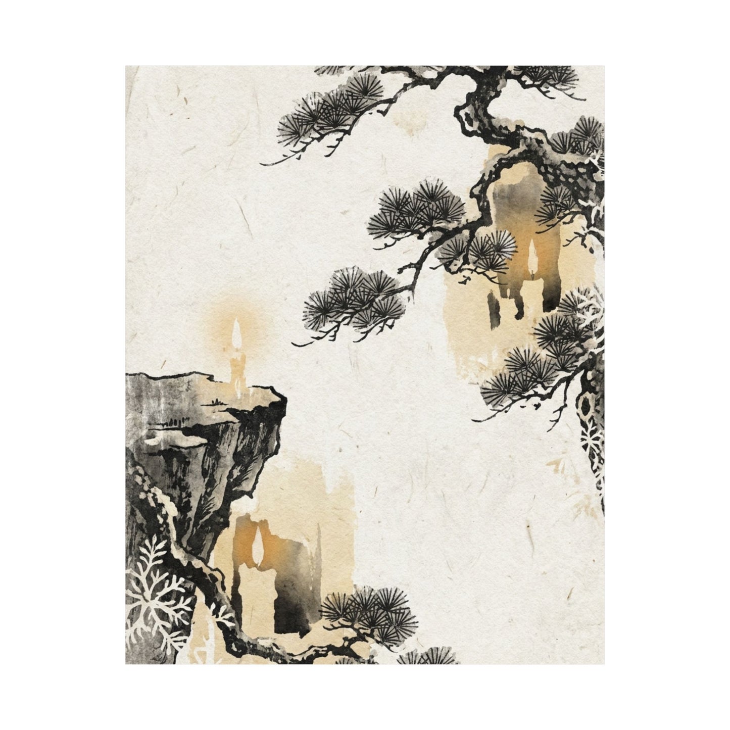 Ma Pine Tree Wall Art Print - Japandi Japanese Pattern
