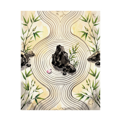 Serene Rock Garden Wall Art Print - Sumi E Zen