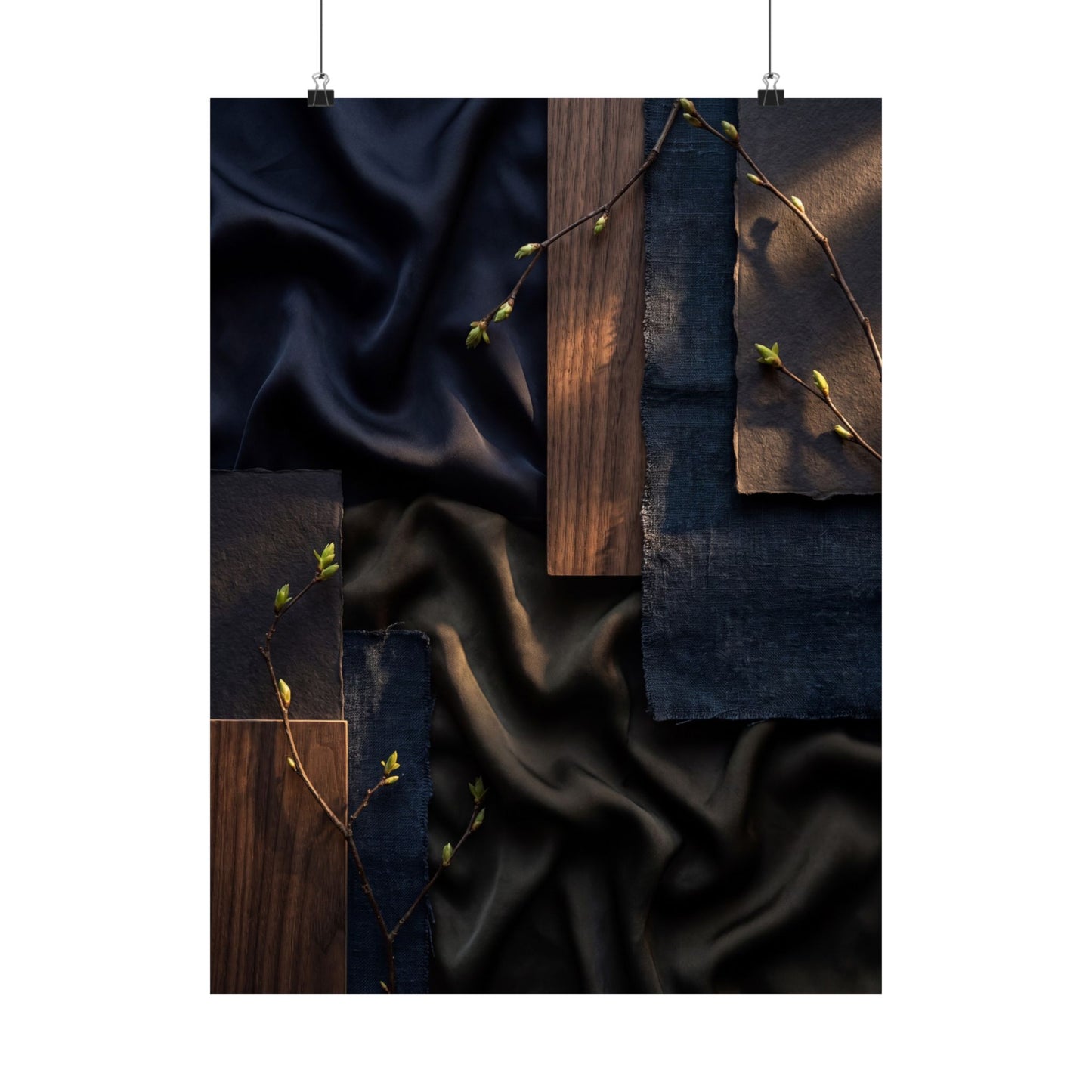 Silk Drape Wall Art Print | Spring Dark Japandi Dark Texture Art
