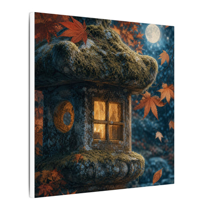 Autumn Stone Lantern Forest Whimsy Canvas Art | Earthy Decor
