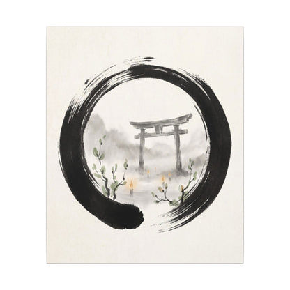 Spring Torii Gate Enso Canvas Art | Tranquil Decor