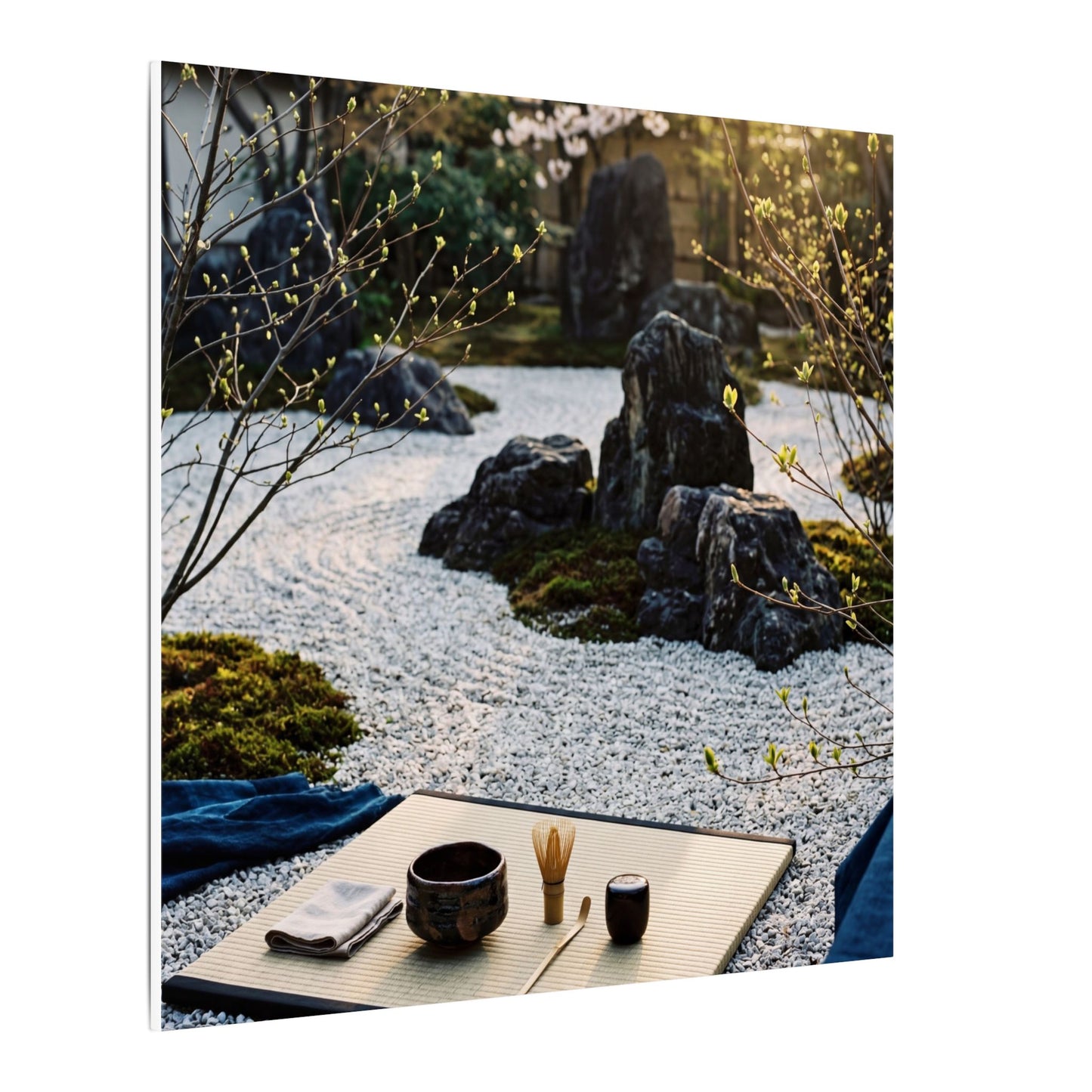 Zen Tea Ceremony in Golden Hour | Karesansui Canvas Art