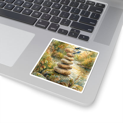 River Stones Watercolor Sticker | Earthy Japandi Art Art Print