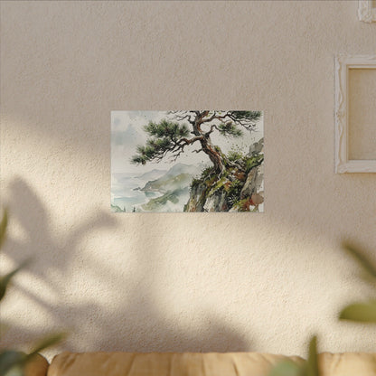 Pine Tree Spring Canvas Art | Japandi Neutral Design