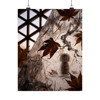 Shoji Screen Autumn Wall Art Print | Dark Japandi Bold Design