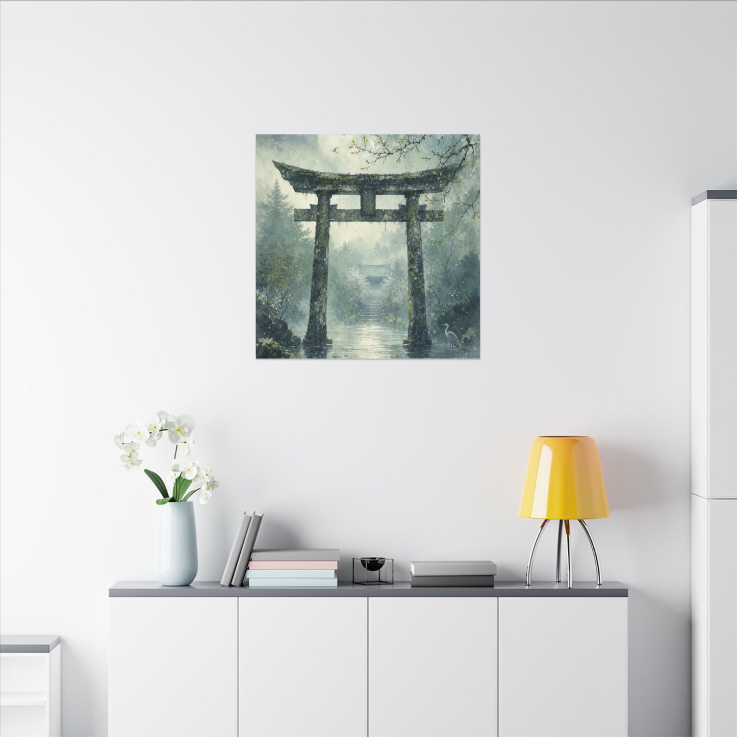 Earthy Torii Gate Canvas Art - Watercolor Japandi