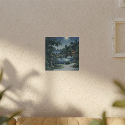 Summer Moonlit Garden Ukiyo E Inspired Canvas Art | Serene Decor