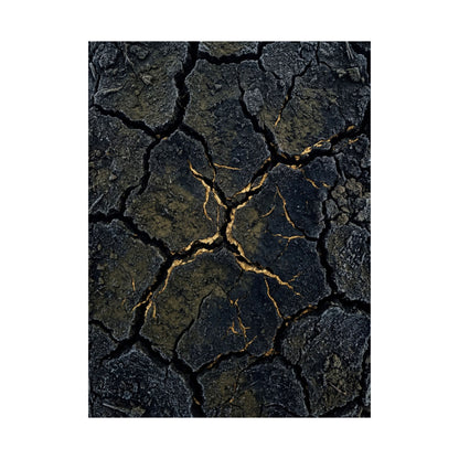 Cracked Earth Winter Wall Art Print | Dark Japandi Moody Design
