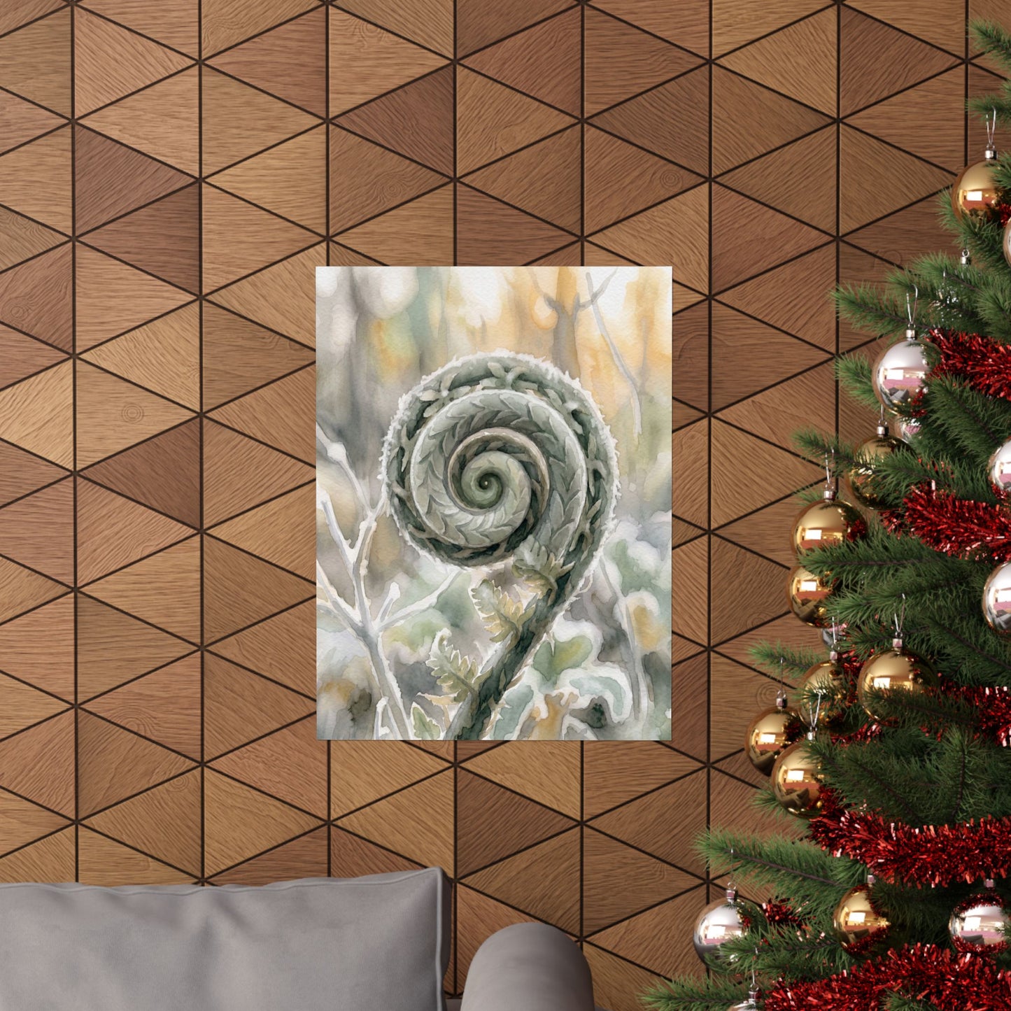 Fern Unfurling Wall Art Print | Winter Japandi Watercolor Art