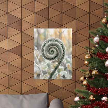 Fern Unfurling Wall Art Print | Winter Japandi Watercolor Art