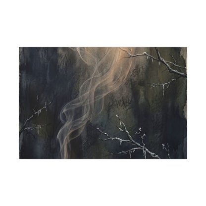 Incense Smoke Winter Canvas Art | Dark Japandi Moody Design