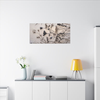Elegant Dried Flowers Canvas Art - Japanese Pattern Japandi