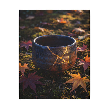 Kanso Moonlit Garden Canvas Art - Kintsugi Gold Repair