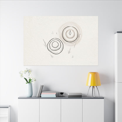 River Stones Canvas Art | Winter Japandi Minimal Line Art