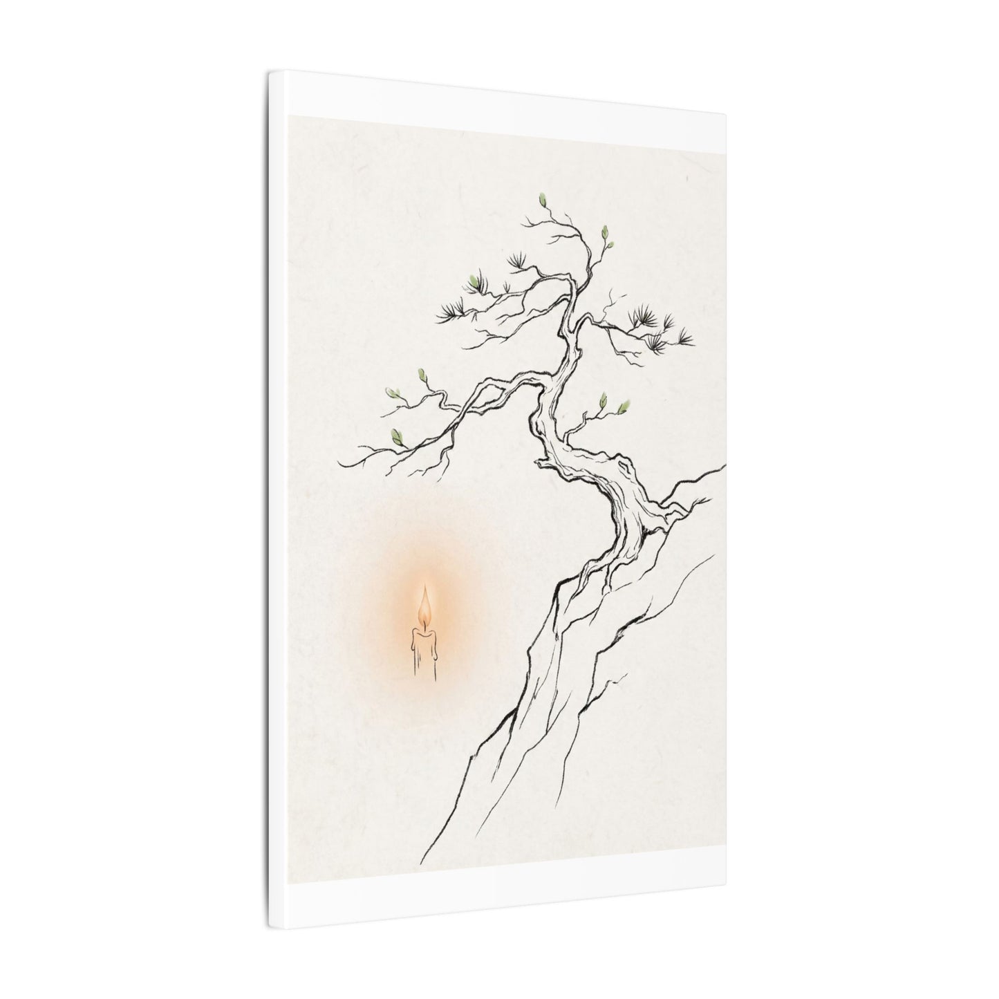 Candlelight Pine Tree Canvas Art - Japandi Shibui