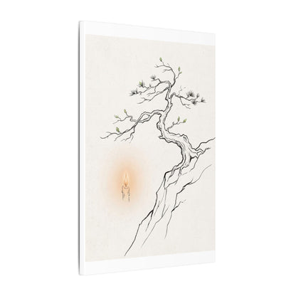 Candlelight Pine Tree Canvas Art - Japandi Shibui