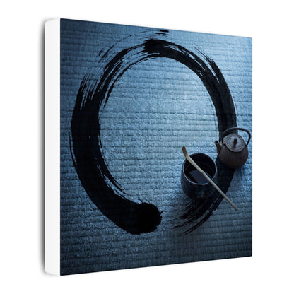 Winter Tea Ceremony Enso Canvas Art | Peaceful Decor