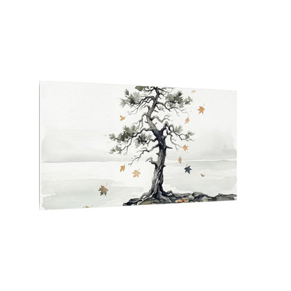 Japandi Pine Tree in Overcast | Watercolor Canvas Art