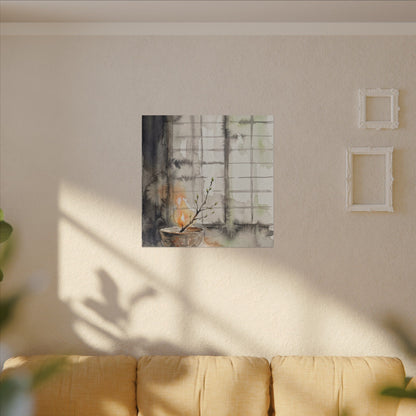Shoji Screen Canvas Art | Spring Japandi Watercolor Art