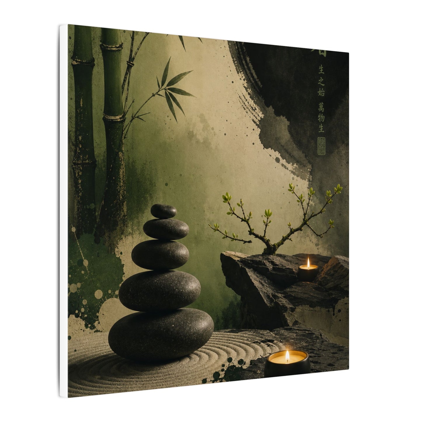 River Stones Spring Canvas Art | Zen Contemplative Design