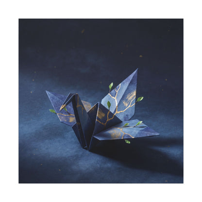 Kintsugi Paper Fold in Moonlight | Crackle Gold Canvas Art