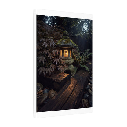 Moody Moonlit Garden Canvas Art - Shadow Zen Dark Japandi