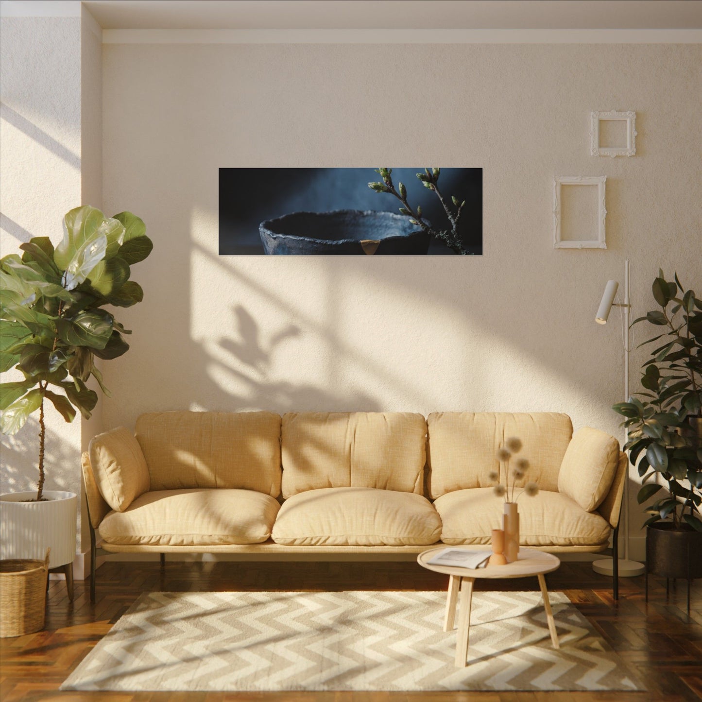 Ceramic Bowl Shadow Zen Canvas Art | Sophisticated Dark Japandi Art