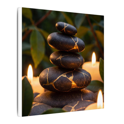 Summer River Stones Gold Vein Canvas Art | Philosophical Decor