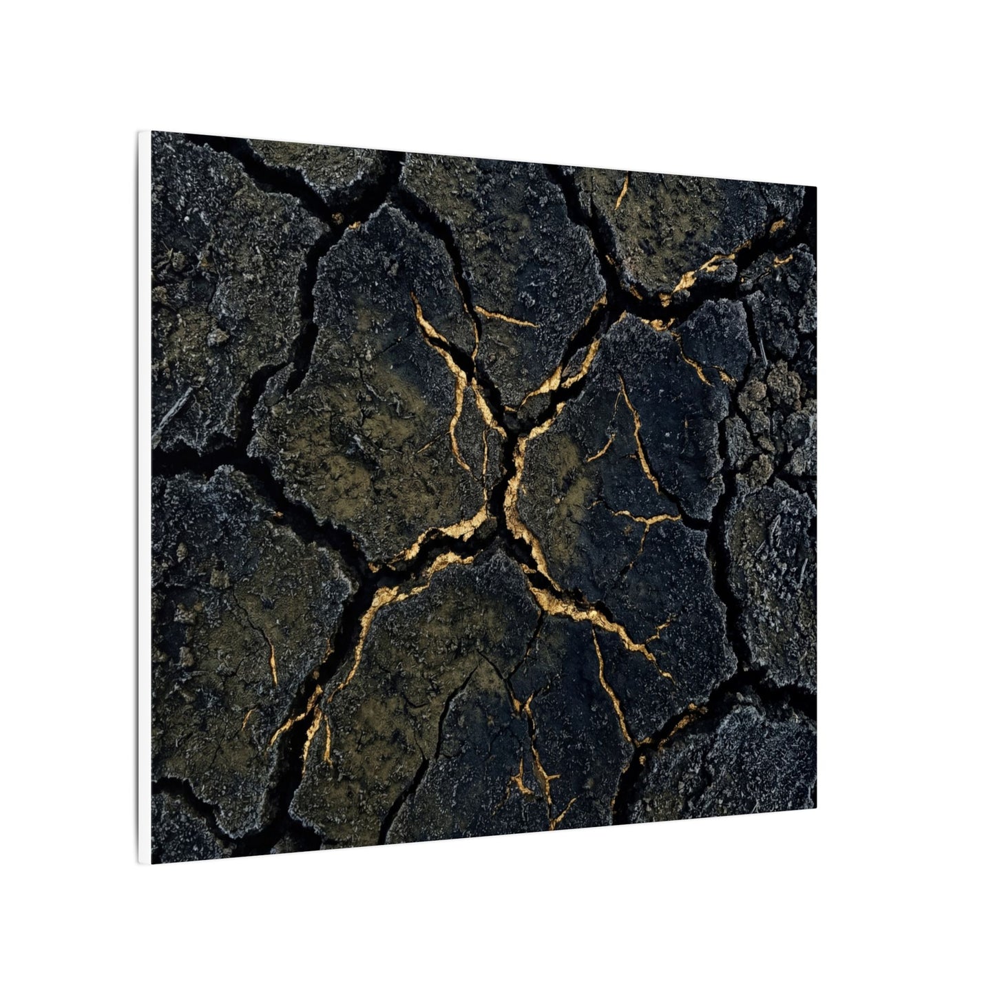 Overcast Cracked Earth Canvas Art - Dark Japandi Ma
