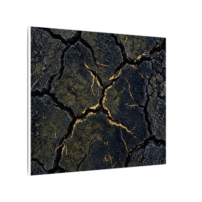 Overcast Cracked Earth Canvas Art - Dark Japandi Ma