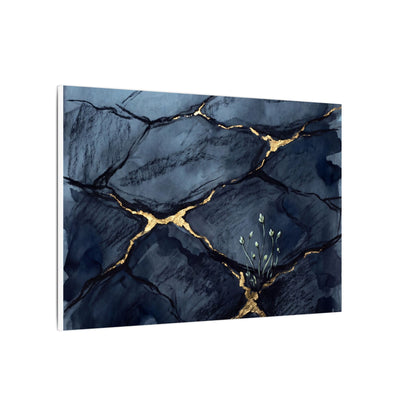 Mono No Aware Cracked Earth Canvas Art - Dark Japandi Charcoal Ink
