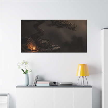 Pine Tree Shadow Zen Canvas Art | Luxurious Dark Japandi Art